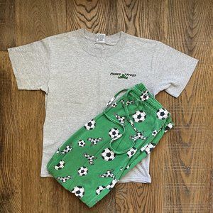 Peace Frogs Granite Soccer Net Short Sleeve Kids Pajama PJ Set